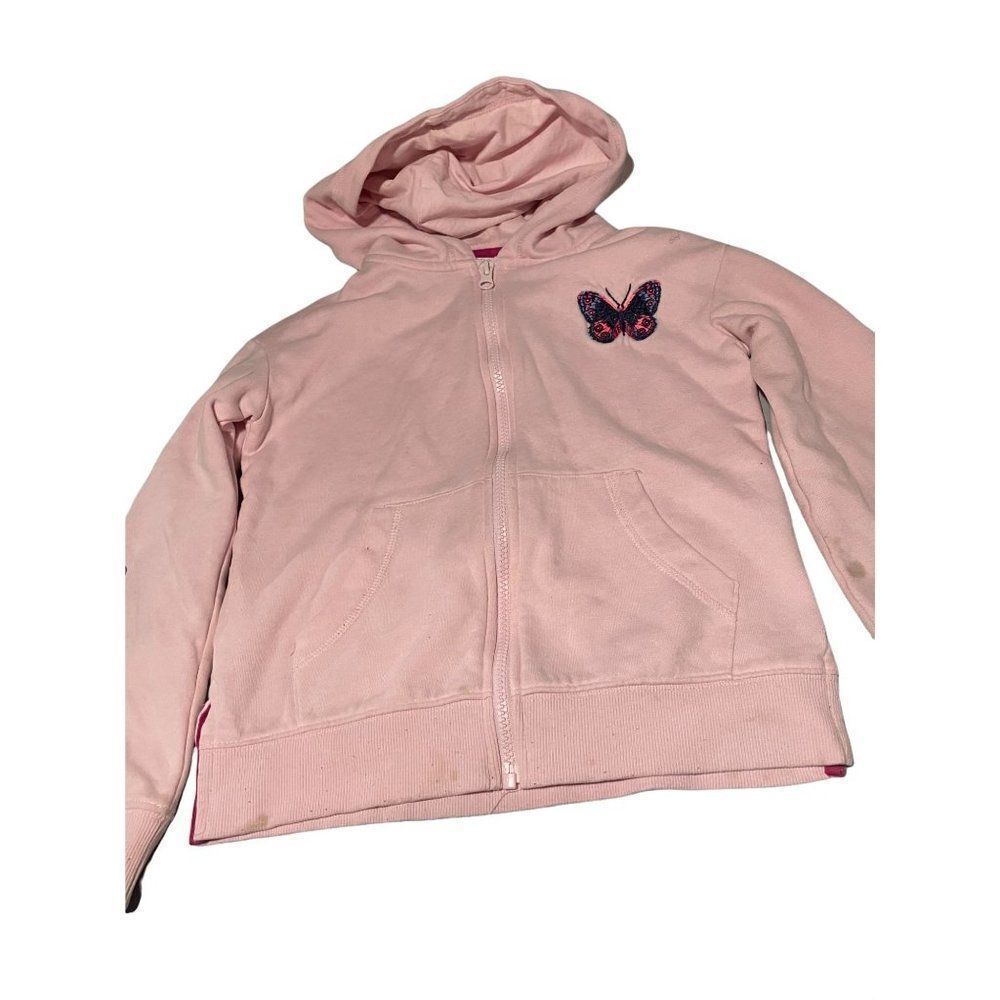 Falls Creek Girls Pink Long Sleeve Butterfly Graphic Full Zip Hoodie Size M 7/6